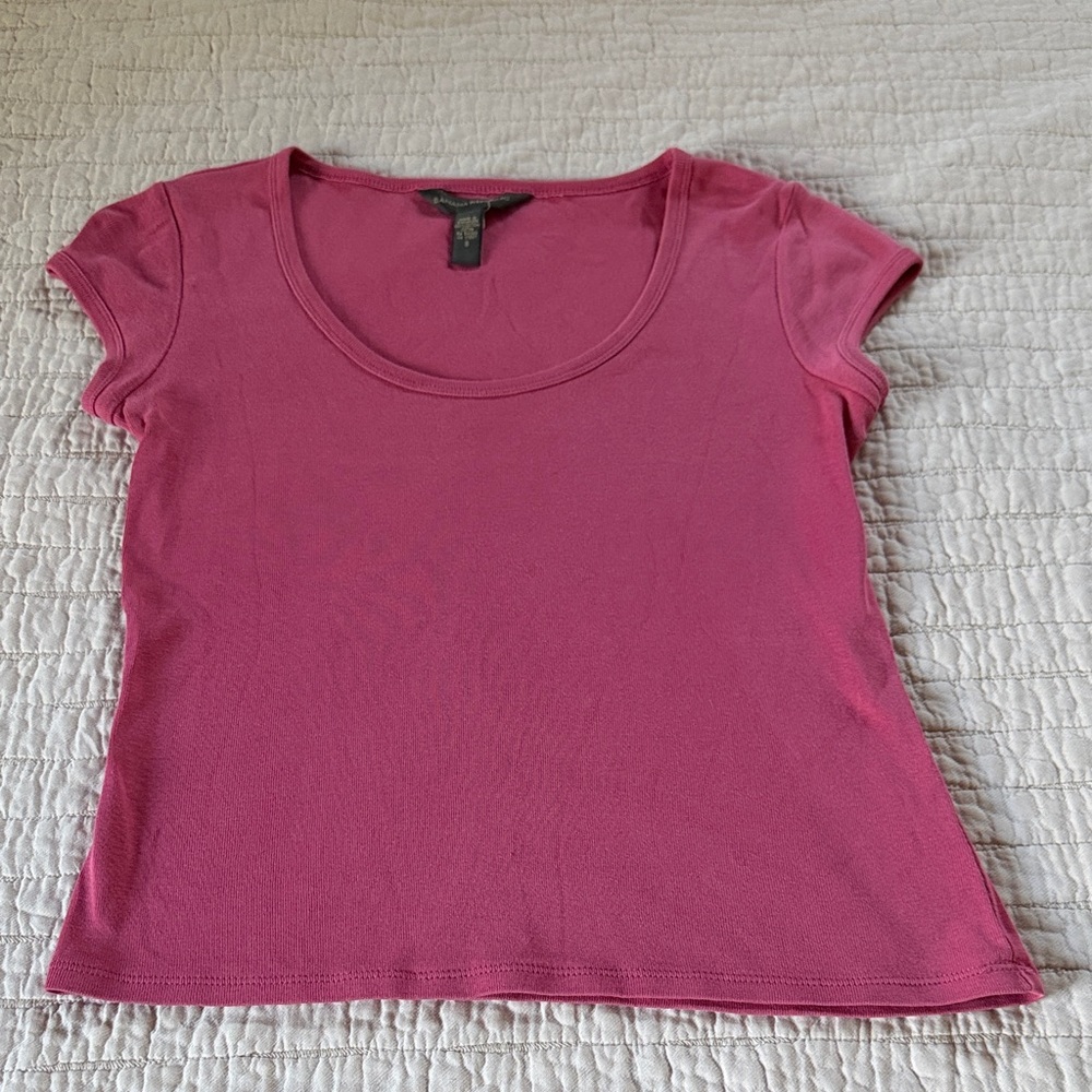 Banana Republic Scoop Neck Short Sleeve Tee - Bright Pink